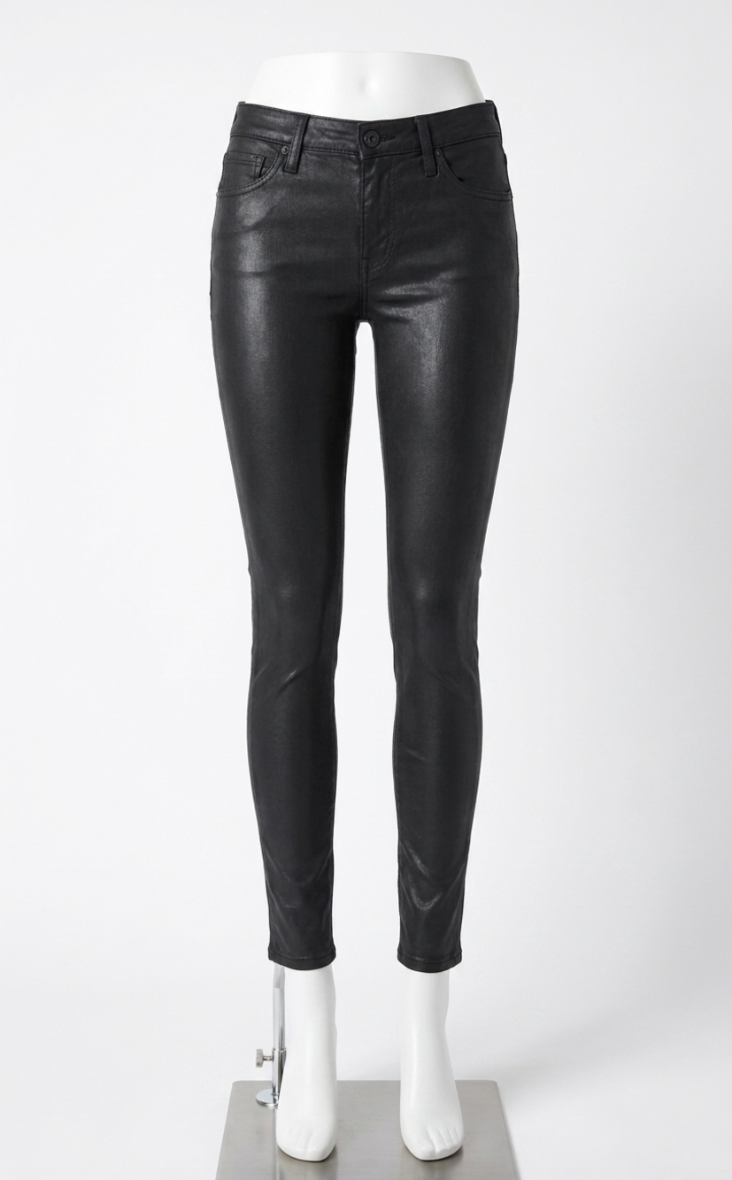 NEW AG JEANS legging ankle jeans in super black leatherette
